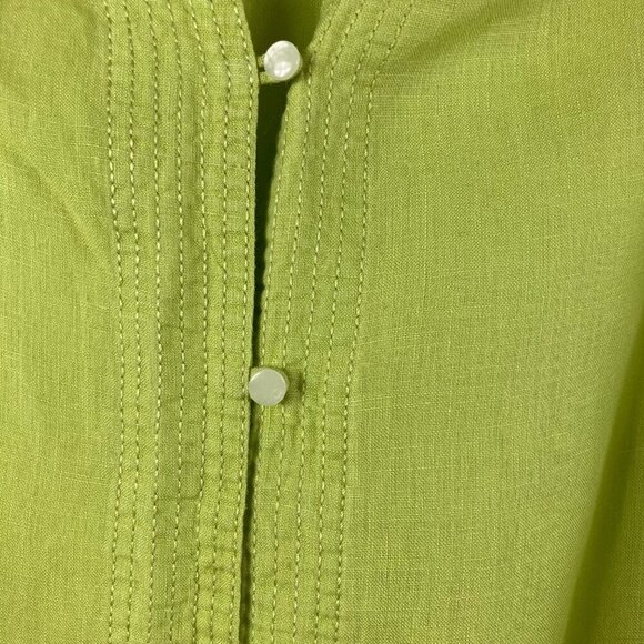 Womens Liz Claiborne Linen Button Tunic Top Blouse Green S - Picture 4 of 6